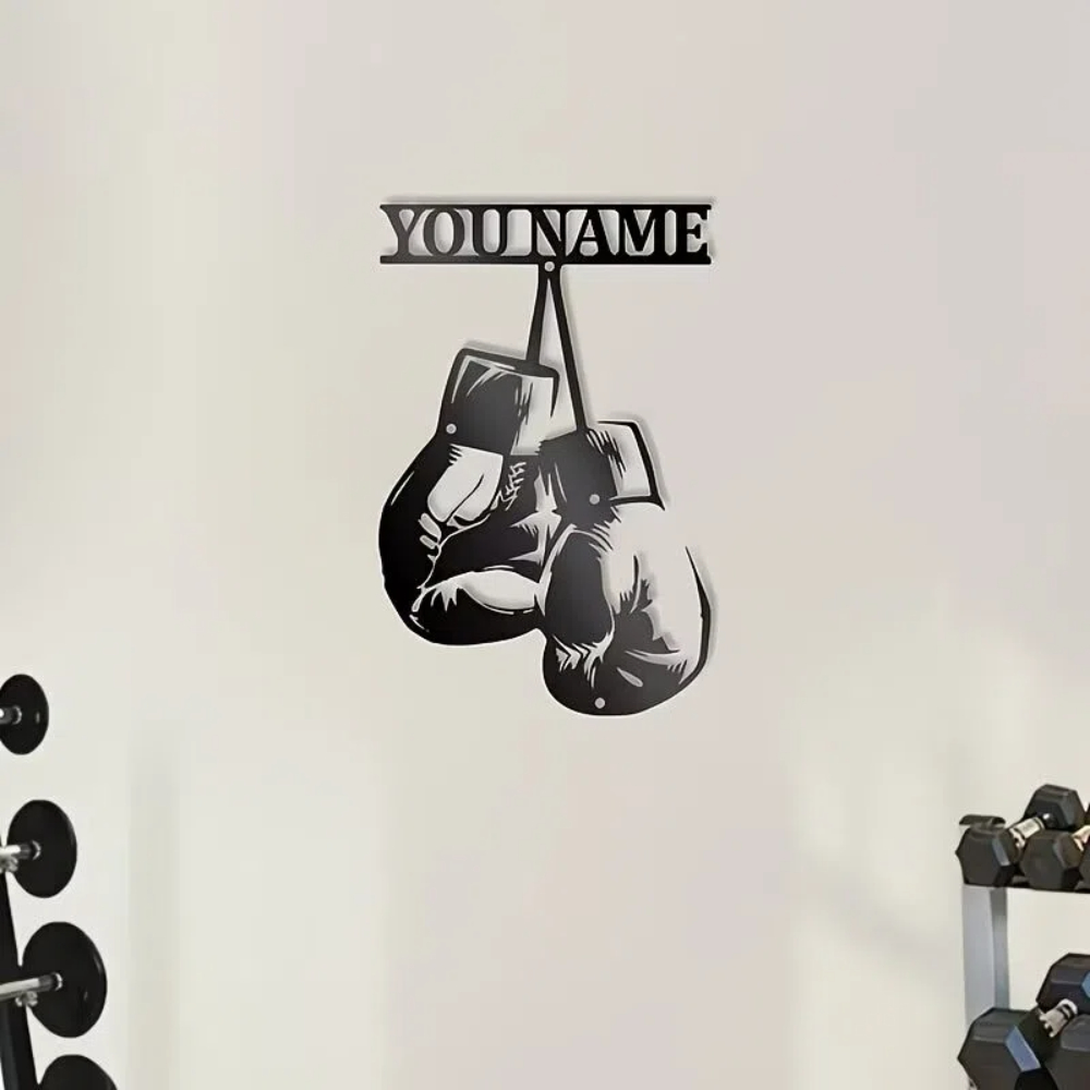 Home Gym Names - Kişiye Özel Boks Eldivenleri Metal Duvar